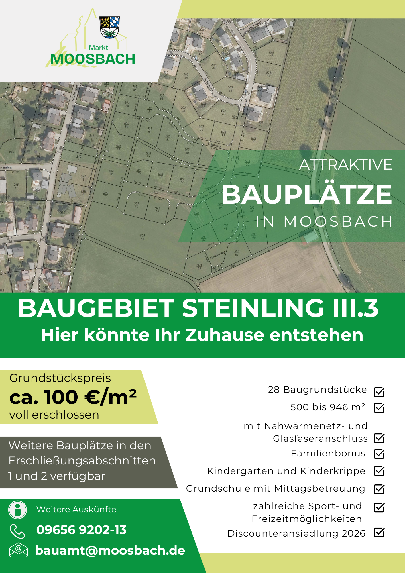 Inserat für Bauplätze in Moosbach